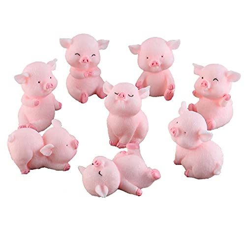 Morofme 8pcs Miniatur Schwein Figuren, Schwein Kuchen Cupcake Topper, Schwein Cerdo Charaktere Mini Spielzeug, Schwein Kuchen Dekorationen für Kinder Geburtstag Baby Dusche Schwein Thema von Morofme