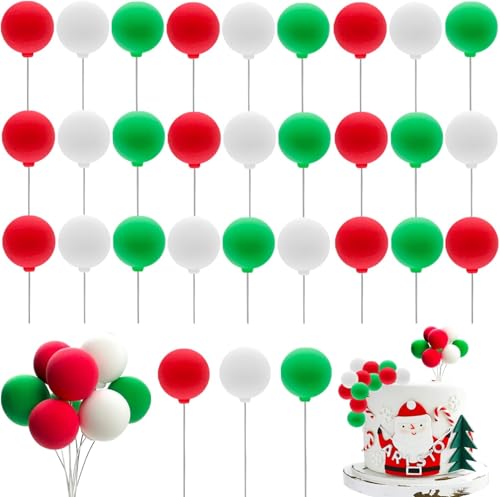 Morofme Mini Ballon Kuchen Toppers 30pcs bunte Regenbogen Kuchen Topper Runde Ton Kugeln Ballon Cupcake Toppers Picks Dekoration Einsatz für Weihnachten Puppenhaus Baby Dusche von Morofme