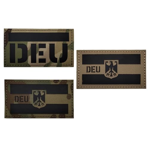 3 Stück, DEU Deutsche Flagge IR Infrarot Reflektierend Patches Klett Für Taktische Militär Kleidung Rucksack Baseballkappe Uniform Weste Hundegeschirr Patch von Morpome