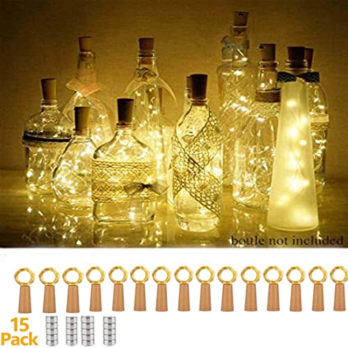 15 Stück LED Flaschenlicht, flaschenlichterkette korken 20 LEDs 2M lichterkette flasche batterie Weinflasche Lichter für DIY party deko Hochzeit von Morwealth