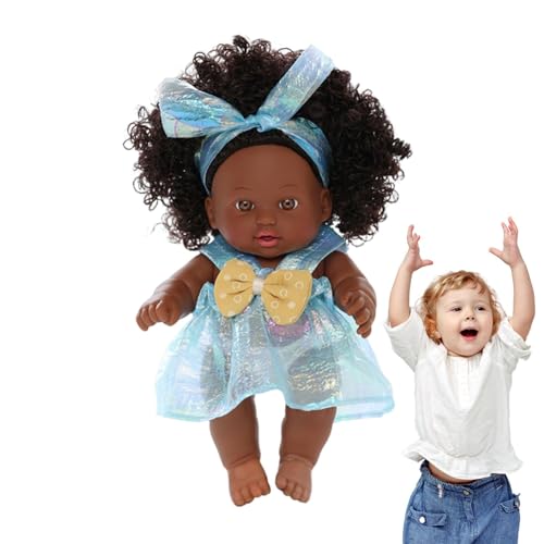 Moslalo Afrikanische realistische Puppen, wiedergeborene schwarze Kleinkindpuppen | Wiedergeborene echte Puppen - Ethnische schwarze Spielzeugpuppe mit weichen, beweglichen Gliedmaßen und Kleidung zum von Moslalo