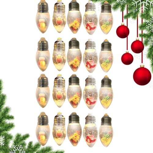 Moslate -Lichterkette,Weihnachts-Schneekugel-Lichterkette | Retro-Glühbirnen-Lichterketten | Weihnachtsbaum-Anhänger, Ornament, Weihnachtsmann, Schneemann, Elch, niedliche Atmosphäre, Laterne für von Moslate