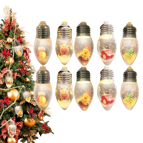 Moslate Weihnachts-Schneekugel-Lichterkette,Weihnachtsbaum-Schneekugel-Lichterkette - Vintage Glühbirnen-Lichterkette für den Innenbereich,Atmosphärenlaterne, niedlicher Weihnachtsbaum-Anhänger, von Moslate