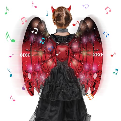 Mostop Electric Dinosaur Wings,Elektrisch leuchtende rote Drachenflügel mit LED-Lichtern und musikalischen Effekten,PaPerfect Party,Geburtstag,Halloween,Weihnachten.Cosplay Party,Halloween, Weihnach von Mostop