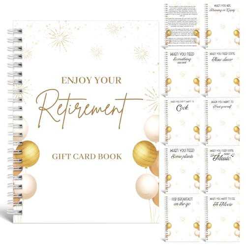 MotiMind 12,7 x 17,8 cm "Enjoy Your Retirement" Geschenkkartenbuch Happy Retirement Gästebuch Kartenorganizer mit Spule Grußkarte Keeper Ruhestand personalisiertes Notizbuch Geschenk für Männer und von MotiMind