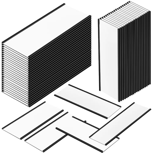 MotiMind Magnetische C-Kanal-Etikettenhalter mit weißem Ersatzpapier und transparenten Kunststofffolien, Magnetkarten, Namensschilder für Regal, Lager, Zubehör, 15,2 x 5,1 cm, 50 Stück von MotiMind