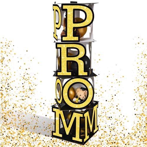 MotiMind Prom Column Standup Photo Booth Prom Decorations Prom Sign Hollow Out 2025 Prom Backdrop Balloon Boxes Cardboard Decoration Column for Graduation Party Supplies, 11.8 x 47.2 Inches (Gold) von MotiMind