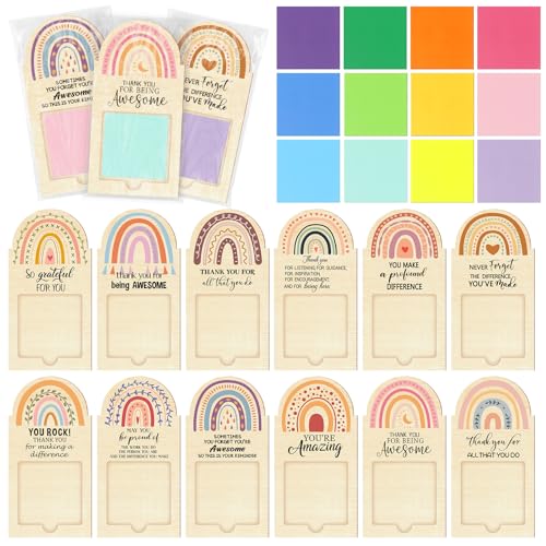 Motipuns Regenbogen-Dankeschön-Geschenke, Großschätzung, Schreibtisch-Haftnotizblock, Halter, inspirierender Haftnotizspender, Halter mit linierten Haftnotizen, Mitarbeiter-Wertschätzung, Geschenk für von Motipuns