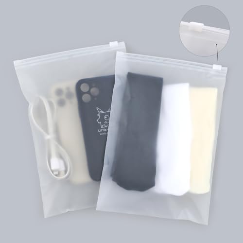 50 Stück Socken-Organizer-Taschen, 15,2 x 22,9 cm, mattiert, mit Reißverschluss, Kunststoff, für Reisen, Aufbewahrung, transparente Bekleidungstasche zum Verpacken von Handschuhen, Toilettenartikeln, von Motomy