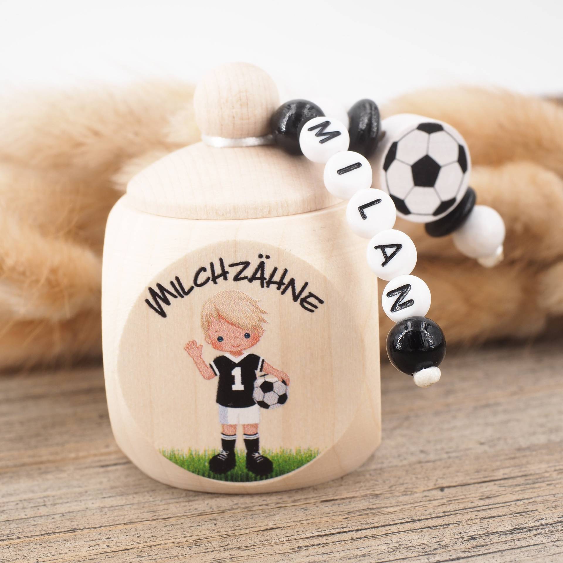 Milchzahndose Mit Namen Fußball Blonde Haare von MotzisBunteWelt2014