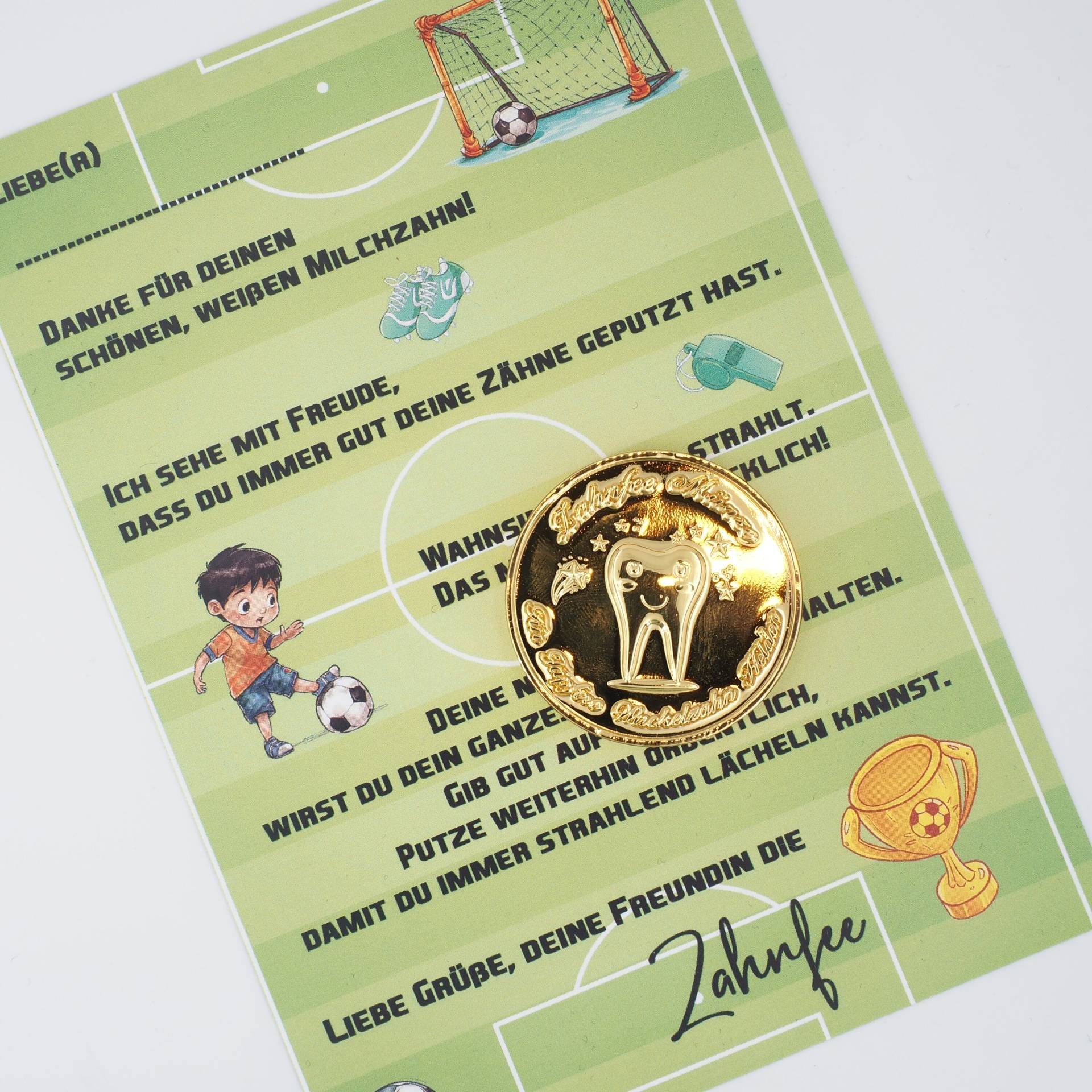 Zahnfee Brief Karte Fußball Mit Goldmünze von MotzisBunteWelt2014