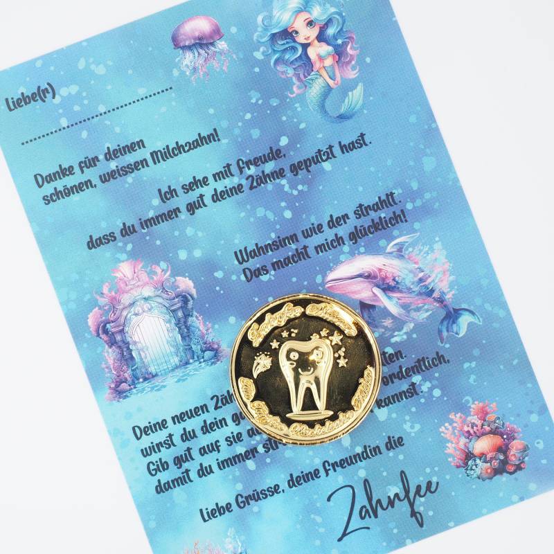 Zahnfee Brief Karte Meerjungfrau Mit Goldmünze von MotzisBunteWelt2014