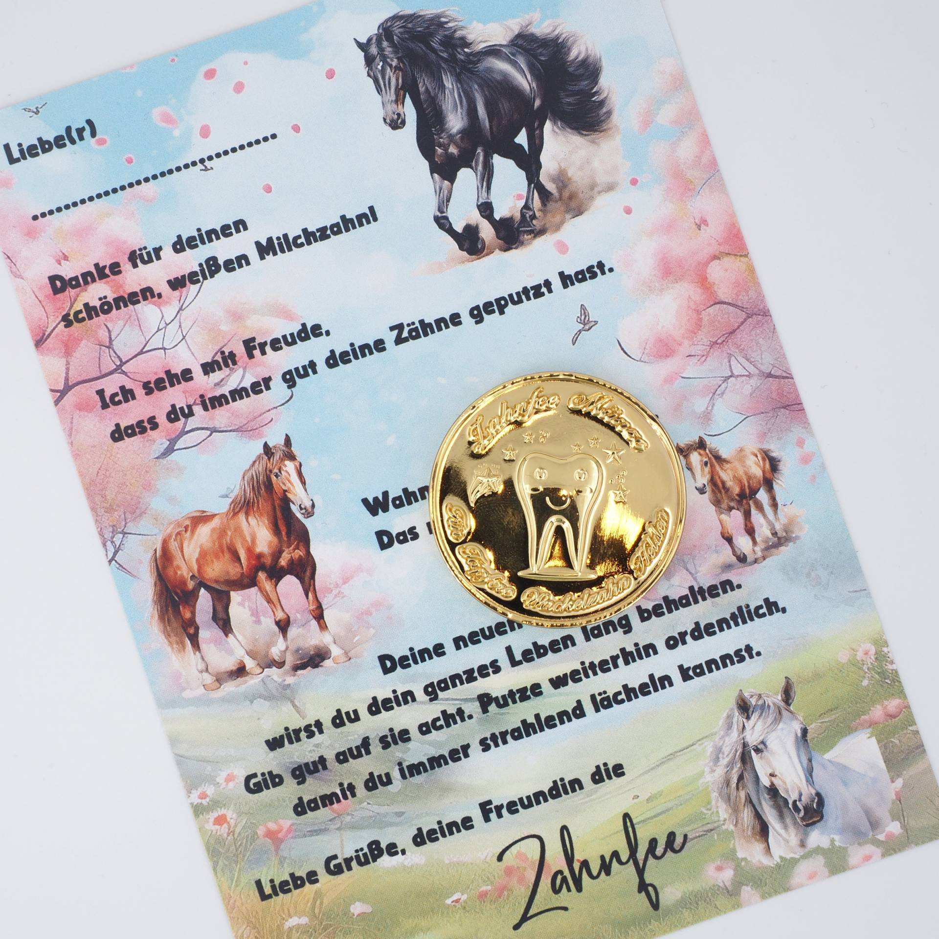 Zahnfee Brief Karte Pferd Mit Goldmünze von MotzisBunteWelt2014