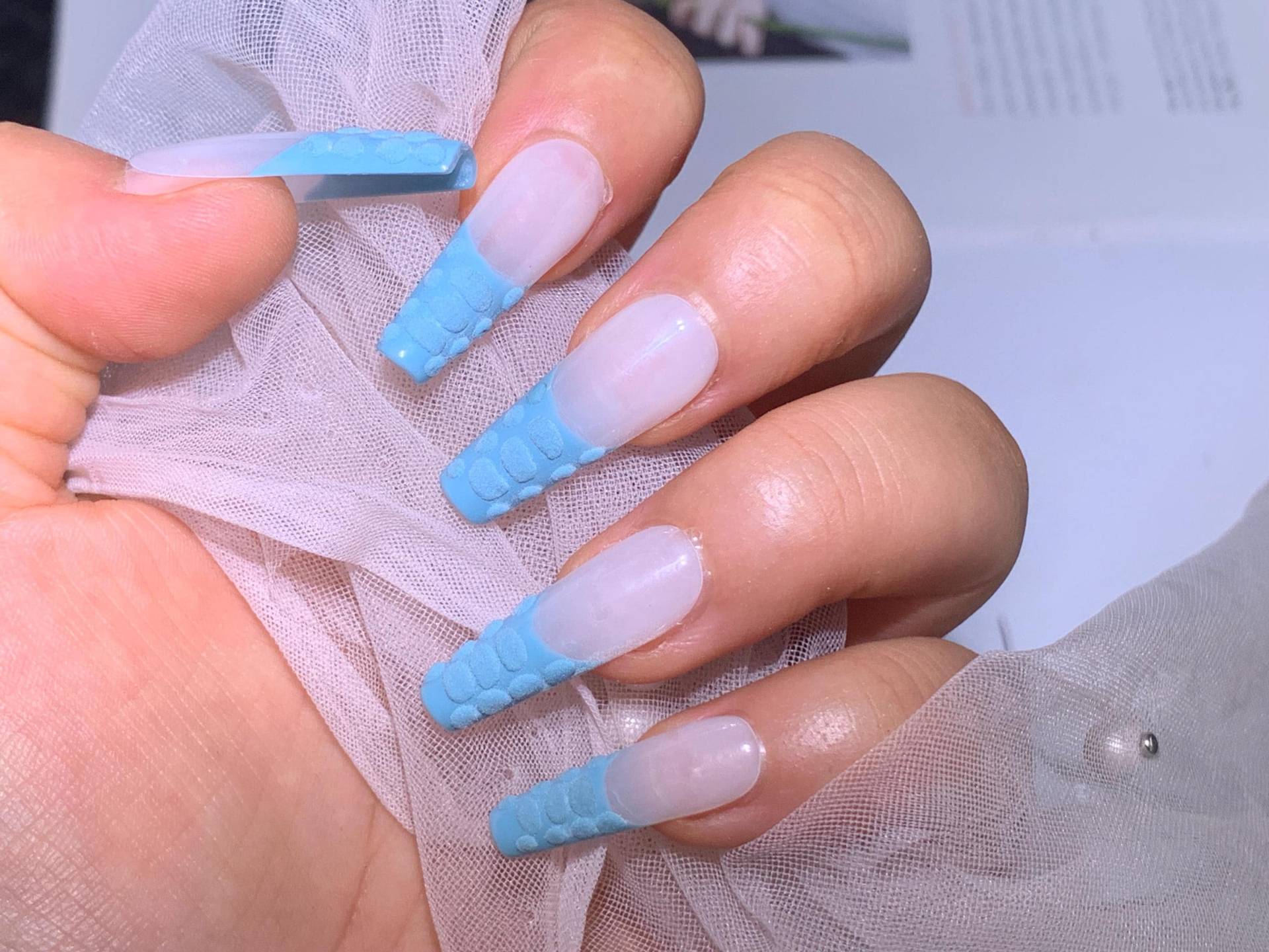 Handgemachte Weiße + Blaue Herzen Weiß Süße Press On Nails Sommer Nägel Y2K Dopamin von MouadDesignWaren