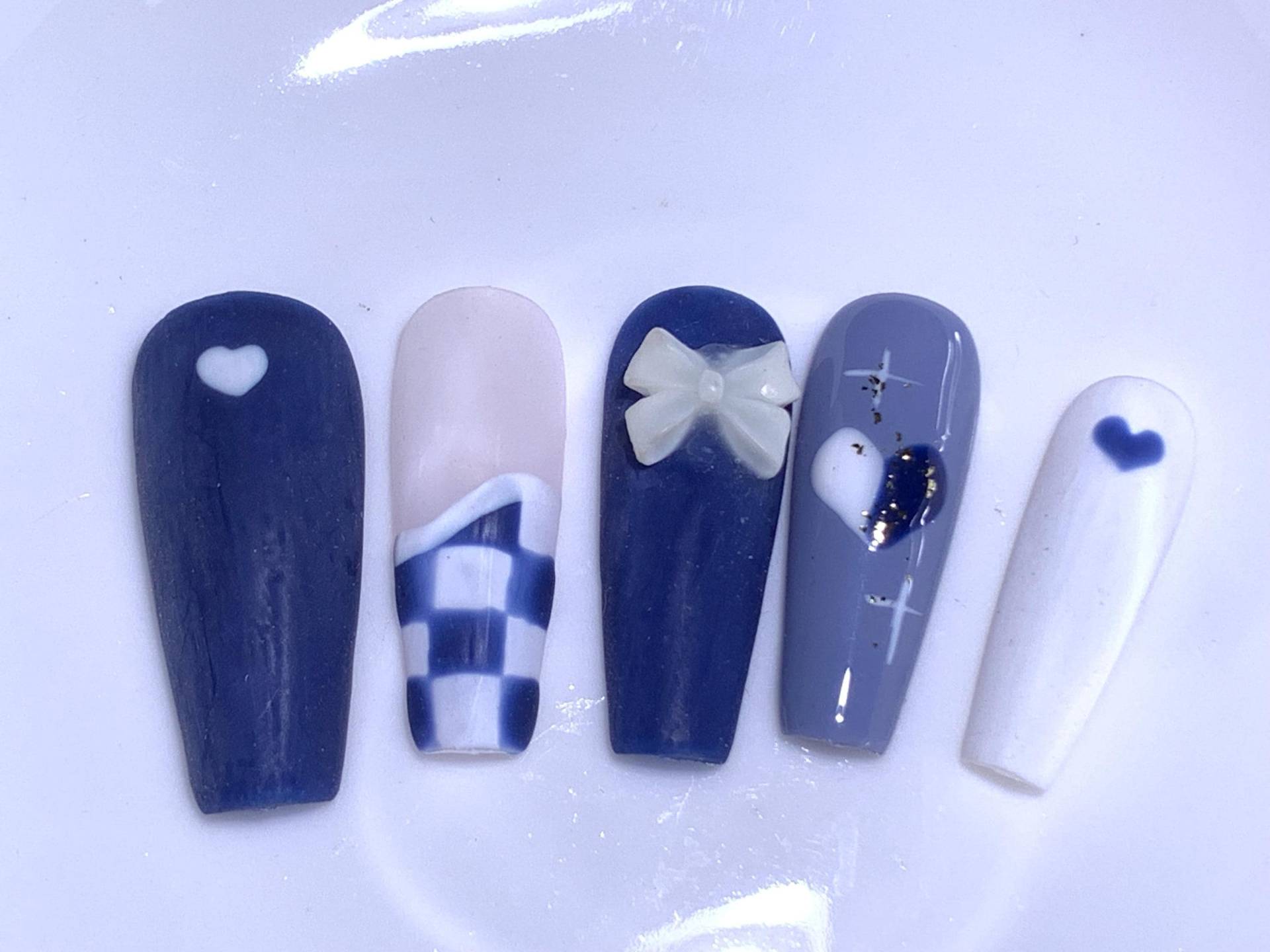 Verträumte Blaue Strasssteine Drücken Sie Auf Die Nägel/Bowknot False Nails Lange Sarg Prinzessin Fake Künstliche von MouadDesignWaren