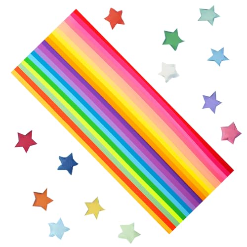 Origami-Stern-Papierstreifen, 20 verschiedene Farben, Glücksstern-Dekorationspapier, Sternstreifen, doppelseitig, Origami-Stern-Papier, DIY, Handarbeit, Basteln, 1000 Blatt von Moufhia