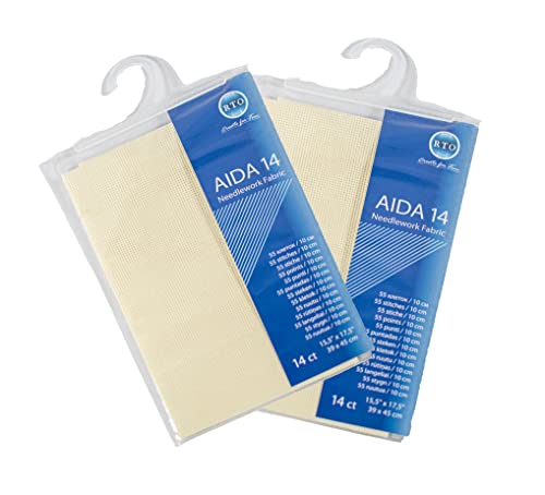 Mouldmaster Aida06PK2 Aida 14 Count Ivory 2 Stück, elfenbeinfarben, 39cm x 45cm von Mouldmaster