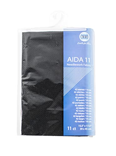 Mouldmaster Aida04 Aida, Fadendichte 11, Schwarz, Baumwolle, 39cm x 45cm von Mouldmaster