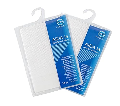 Mouldmaster Aida05PK2 Aida, Fadenzahl 14, Weiß, 2 Stück, 39cm x 45cm von Mouldmaster