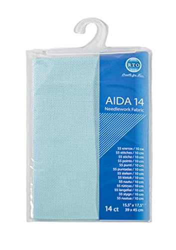 Mouldmaster Aida09 Aida-Stoff, Fadenzahl 14, Hellblau, Baumwolle, blau, 39cm x 45cm von Mouldmaster