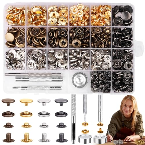 120 Sets Druckknöpfe zum Schrauben, Edelstahl Druckknopf Schraubbar mit Fixierwerkzeug Kit, Druckknopf Set für Planen, Schiffe, Möbel, Segeltuch, Autozelte (12,5mm/10mm) von Mount Kumgang