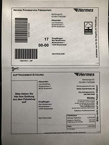 100 Stück HERMES Etiketten/Versandetiketten für Online-Paketschein (selbstklebend) von Mountain Fresh