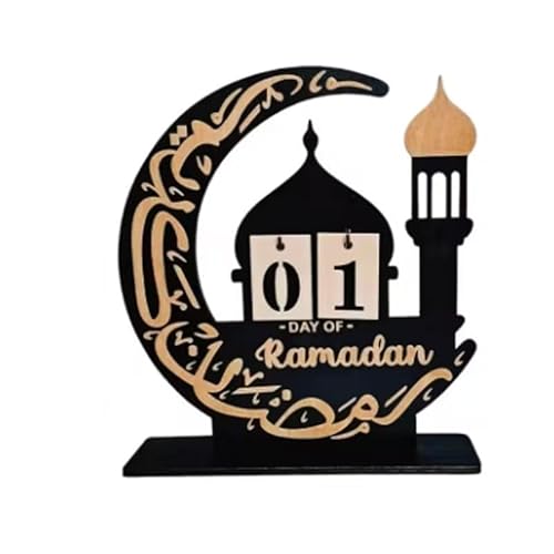 Holz-Ramadan-Countdown-Kalender, Ornamente, Geschenke, Eid Mubarak, Ramadan, Dekoration für Zuhause, 2025, Kareem, Islam, muslimisches Partyzubehör (A) von Mounteps