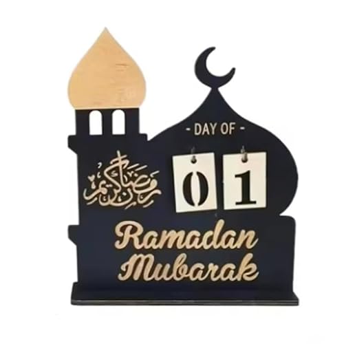 Holz-Ramadan-Countdown-Kalender, Ornamente, Geschenke, Eid Mubarak, Ramadan, Dekoration für Zuhause, 2025, Kareem, Islam, muslimisches Partyzubehör (B) von Mounteps