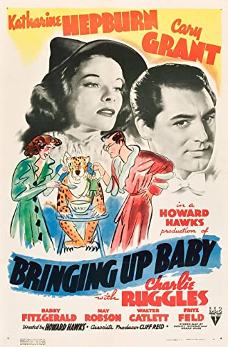 BRINGING UP BABY 1938 1 Poster A2 - Filmkunstposter in verschiedenen Größen für Wohn- oder Schlafzimmerideen. Randlose Kultfilmbilder, klassische ikonische 70er, 80er, 90er Jahre, Vintage-Retro-Wandd von Movie Posters