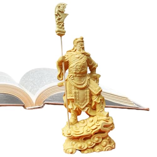 Moxeupon Gott des Reichtums-Statue, chinesische Gott des Reichtums-Statue - Desktop Guan Yu Holzfigur,Gott des Reichtums-Statue, Heimdekoration, Tischdekoration, Glücksskulptur für den Schreibtisch von Moxeupon