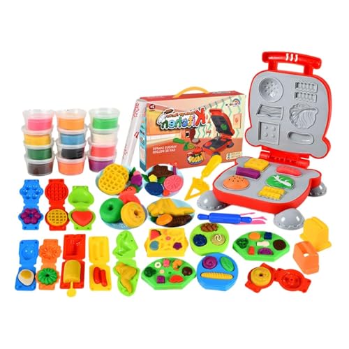 Moxeupon Modelliermasse,Spielen Sie Ton für Kinder - Knetmasse-Teig-Spielset, Farbteig-Nudel-Set zum Herstellen von Nudeln, Küchen-Spielset von Moxeupon