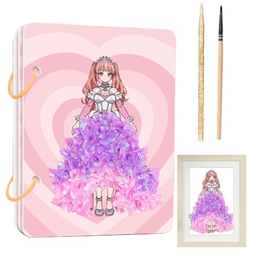 Sticker Dress -up -Buch für Mädchen, Fashion Design Zeichenbuch | Modespiele stilvolle Prinzessin -Puzzle,Bildungsspielzeug, Kinderkleber, Kunsthandwerk für Familie, Freunde, Zuhause von Moxeupon