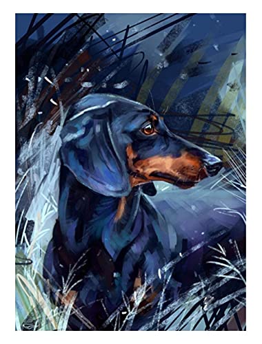 Moyanshatek Diy Malen Nach Zahlen Dackel Hund Tier Gift Painting By Numbers Kits With Brush And Acrylic Paint Kit 40X50Cm 【Giveaway 】 Wooden Frames von Moyanshatek