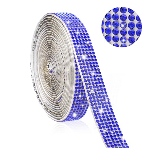 1 Rollen 2.7m Blau Strassband Selbstklebend, Breite 1.35 cm Strasssteine Selbstklebend Glitzerband Kristall Diamant Dekoration Aufkleber für Kunst Handwerk,DIY Dekoration,Party,Hochzeit von Mozeat Lens