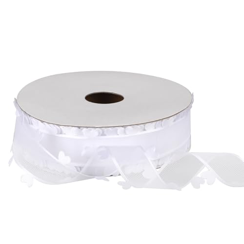 1 Rollen Organza Bänder Geschenkband Weiss WeißSatinband Weiss Transparent Geschenkband Hochzeit Kuchenband Satinband Schimmernd Schleifenband Für Hochzeitsdekoration, Diy, Party-Dekorationen von Mozeat Lens