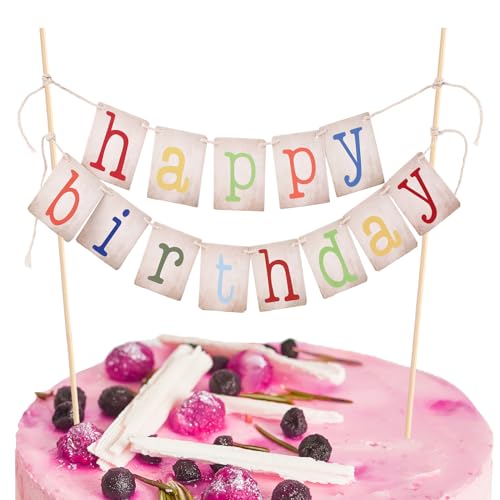 1 Stück Geburtstag Wimpelkette Tortendeko Happy Birthday Tortenstecker Set Cake Topper Banner Schön Kuchentopper Glänzend Sterne Cake Topper Für Kuchen Dekoration(Mehrfarbig) von Mozeat Lens