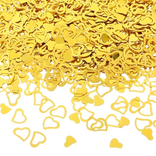 1200 Stück Herz Konfetti Gold Streudeko Hochzeit Glitter Herzen Tischkonfetti Herzförmig Tischdeko Streuteile Tisch Deko für Hochzeit Geburtstag Taufe Party Scrapbooking von Mozeat Lens