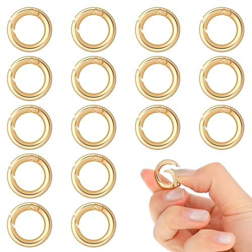 16 Stück Rund Karabinerring Gold Metall Karabiner Ring O Ring Legierung Karabinerhaken Karabinerhaken Schlüsselbund Zubehör Für Schlüsselanhänger, Tasche, Schmuck, Handwerk Machen von Mozeat Lens