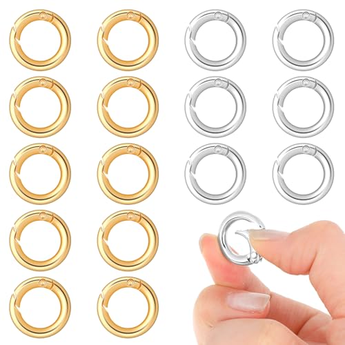 16 Stück Karabinerring Rund Gold Silber Metall Karabiner Ring Karabinerhaken Schlüsselbund Zubehör O Ring Legierung Karabinerhaken Für Schlüsselanhänger, Tasche, Schmuck, Handwerk Machen von Mozeat Lens