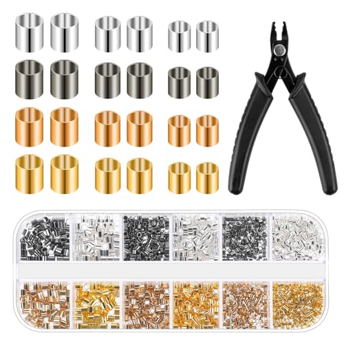 2200 Stück Crimp Perlen Set Quetschperlen Set mit Quetschzange 1,5/2/2,5 mm Tube Crimp Perlen Quetschröhrchen für Heimwerker Armbänder Halsketten Ohrringe Schmuckherstellung (4 Farben) von Mozeat Lens