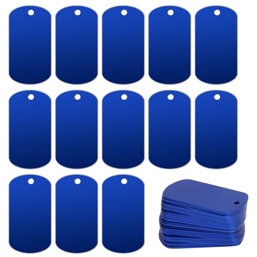 25 Stück blaue Aluminium-Stempelschilder mit Aufhängelöchern, Gravur, Metallprägung, blanko, Hundemarken, Schlüsselanhänger, Rohlinge für Halsketten, Armbänder, Schmuck, Anhänger, Charms, Basteln, 30 von Mozeat Lens