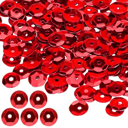 4000 Stück Pailletten zum Basteln, Bulk Rot Pailletten zum Aufähen, Loose Pailletten Kit - Ø 6mm, Glitzer Spangles für DIY Handwerk Herstellung von Mozeat Lens