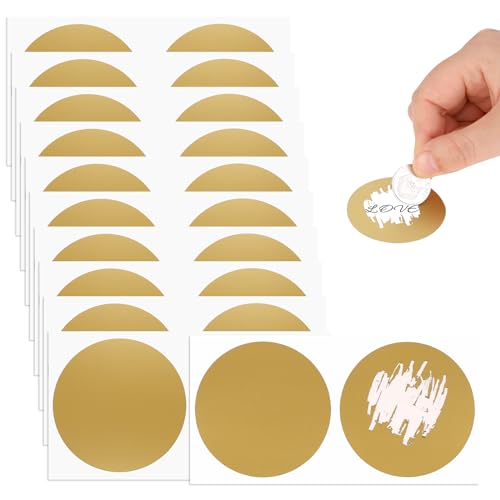 50 Stück Goldene Runde Rubbelaufkleber, Rubbellose Selber Machen, Rubbeletiketten zum Aufkleben Kreativität Scratch off Sticker für überraschung Geeignet, Postkarten Geschenke von Mozeat Lens