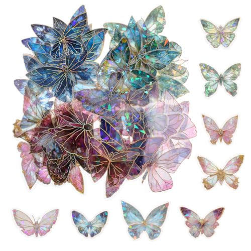 80 Stück Schmetterlings Aufkleber Set 3D Schmetterlinge Deko PET Abziehbilder Transparent Wanddeko Wasserfest Butterfly Wandsticker für Scrapbooking Zubehör Handy Auto Laptop von Mozeat Lens