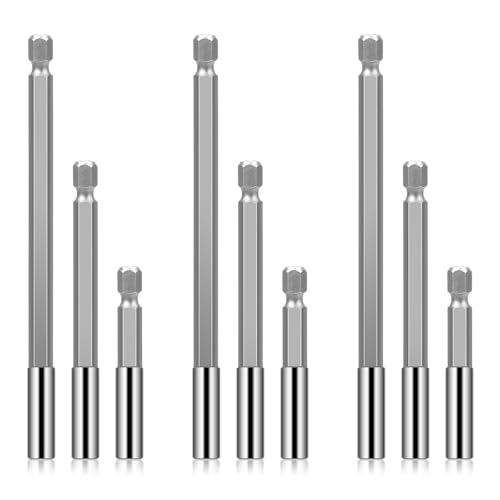 9 Stück Magnetische Bohrer Verlängerung Schnellwechsel Bithalter 1/4" Hex-Shank Bit Verlängerung Bithalter Magnetisch für Elektrische Bohrmaschine Schlagschrauber Schraubendreher(50/100/150mm) von Mozeat Lens