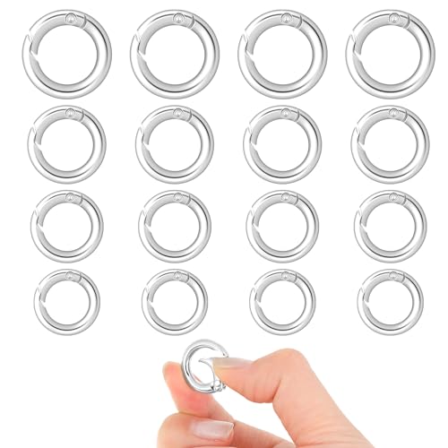 Feder-O-Ring-Clip, silberfarben, rund, robust, Schlüsselringe für Schlüsselanhänger, Schnellverschluss, Legierung, Schlüsselhaken, Mini-Clips für Geldbörse, Riemen, Tasche, Handtasche, Schlüssel, von Mozeat Lens