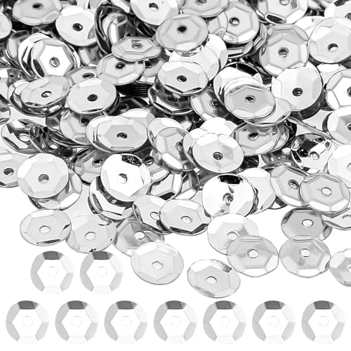 Pailletten zum Basteln, 4000 Stück Bulk Silber Pailletten zum Aufähen Loose Pailletten Kit - Ø 6 mm 80 Gram Glitzer Spangles für DIY Handwerk Herstellung von Mozeat Lens