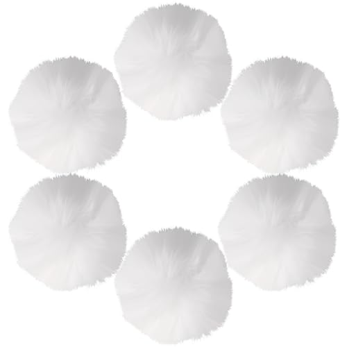 Pompons, 6 Stück Bommel für Mütze 7 cm Kunstfell Fellbommel Fake Fur Bommel, Kunstpelz Pom Ball, Künstliche Plüschbälle, Fellpompon Bommeln für Mützen Basteln Tasche Schlüsselanhänger (Weiß) von Mozeat Lens