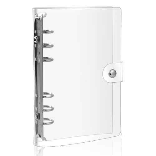 Ringbuch A6 Ring Binder Transparente Loose Binder Wasserdicht Hülle aus Weichem PVC mit Druckknopf Notebook-Schutz Nachfüllbares Ringordner, 1 Stück von Mozeat Lens