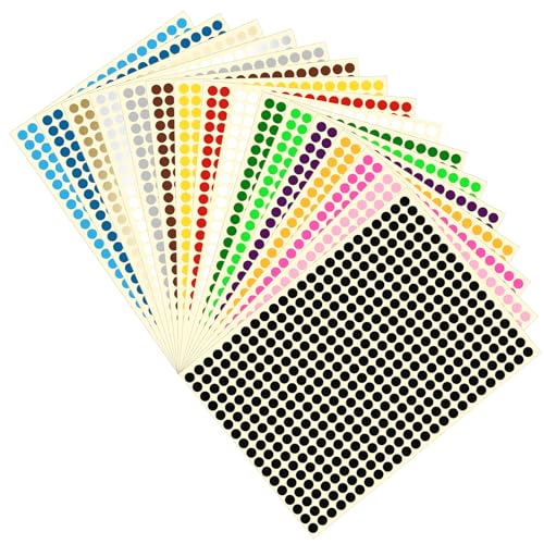 6528 Stück Bunte Klebepunkte Selbstklebende Aufkleber 16 Blätter 6 mm Runde Punktaufkleber Farbcodepunkte Aufkleber Kleine Dot Aufkleber für Kalender Planer Basteln Papier DIY geschenk von Mozeat Lens